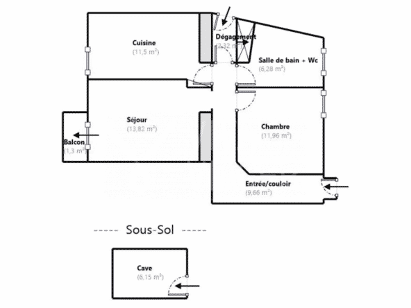 Apt de 2/3P de 55,5 m² – Viager Libre Beausoleil