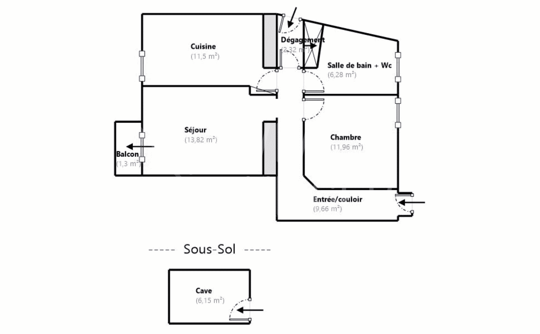 Apt de 2/3P de 55,5 m² – Viager Libre Beausoleil