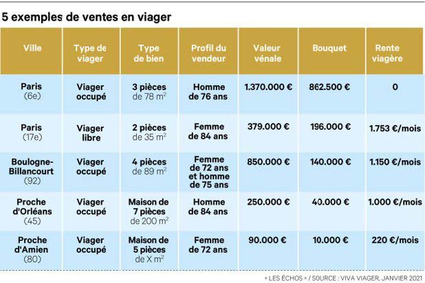 Les Échos 5 exemples de vente en viager